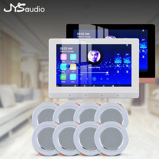 Amplificador de sonido para cine en casa inteligente, WiFi, Bluetooth, Panel de música Android, estéreo, minialtavoz de techo, conjunto para Hotel residencial