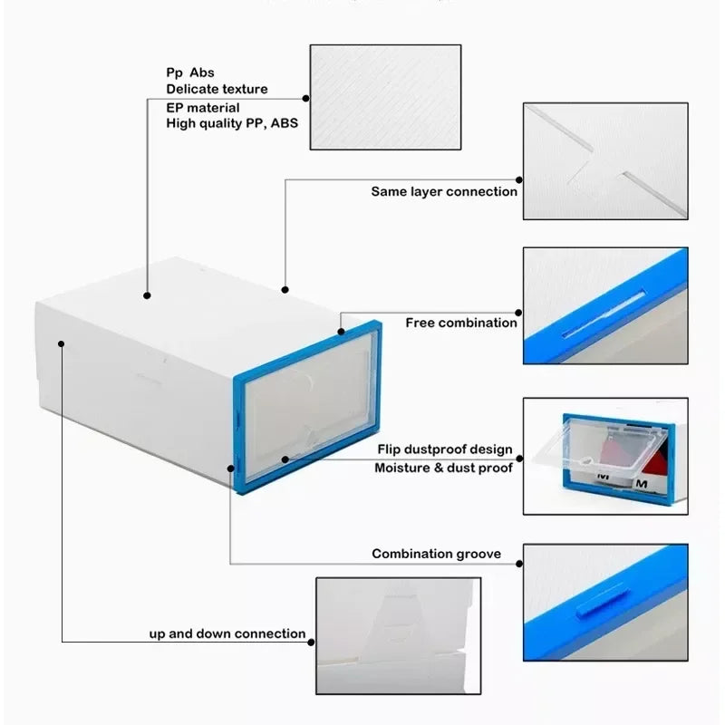 Boîte de rangement à tiroirs, 1 pièce, boîte à chaussures transparente, boîte de baskets pour enfants et dames, organisateur de rangement de chaussettes en PP à la maison