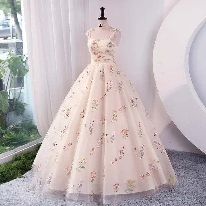 Robe longue de luxe brodée de fleurs, tenue de bal, de soirée, de mariage, pour femmes, tenue de fête, Occasions formelles, réception, été, 2024