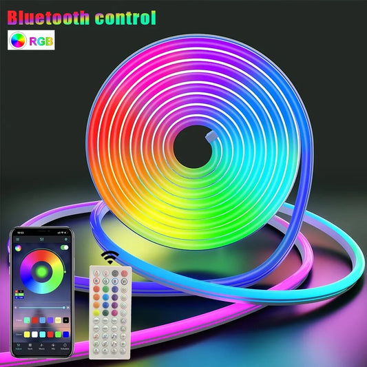 Luces de neón RGB 5m 10m 15m con aplicación remota Control Flexible 108Leds/M impermeable con control remoto para fiesta en el jardín al aire libre