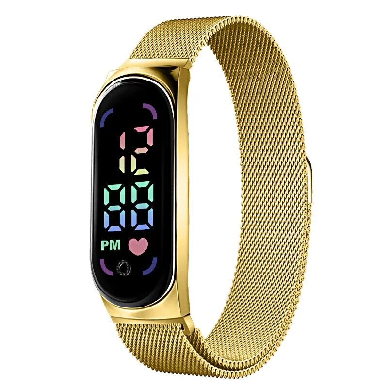 Reloj LED para mujer, correa de reloj magnética, resistente al agua, táctil, femenino, relojes de pulsera digitales de moda, novedad de 2023