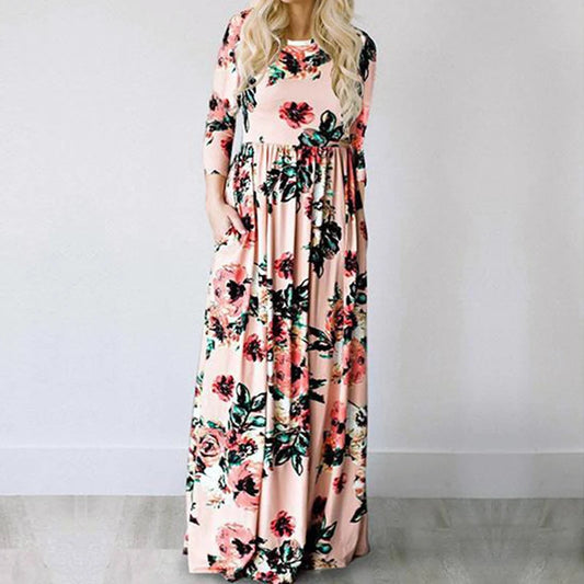 Robe Maxi d'été pour femmes, imprimé Floral rose, style Boho, robe de plage, longue, soirée, 3XL, 2022