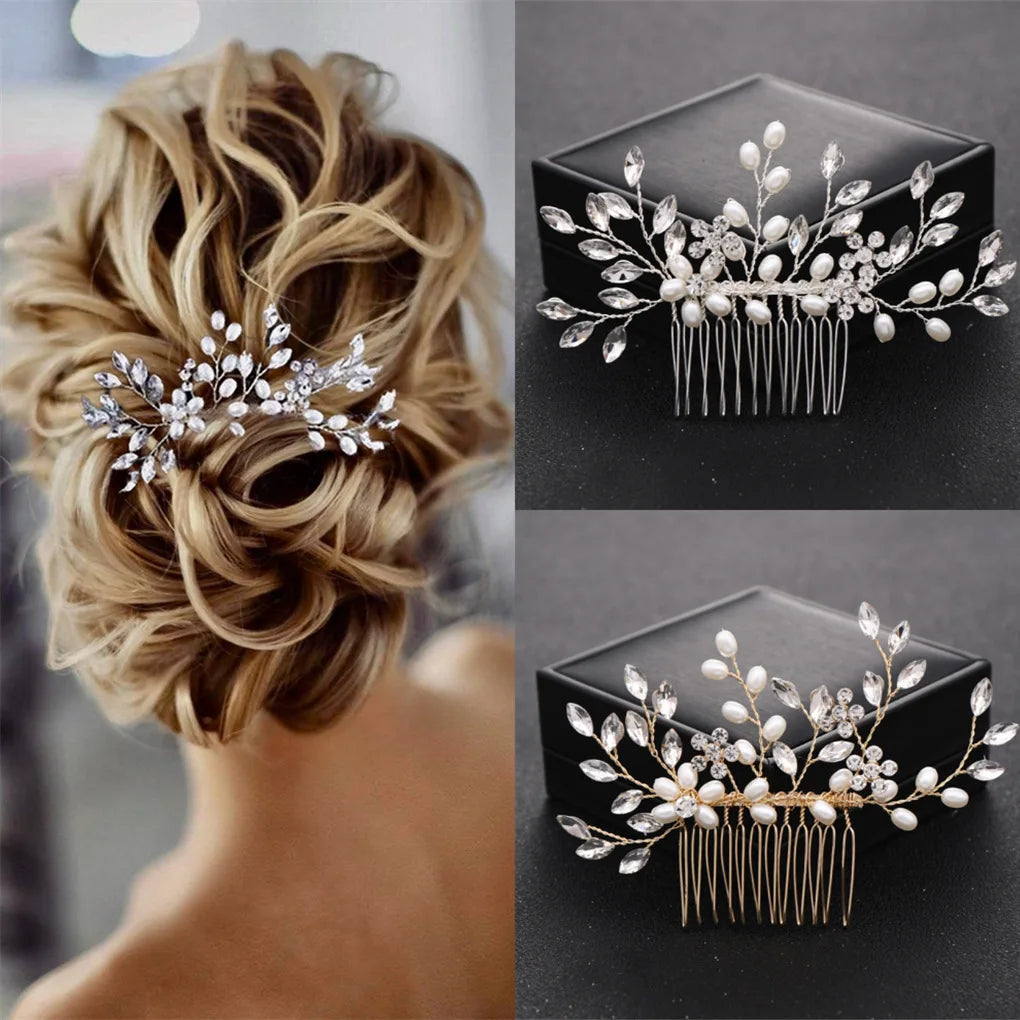 1pc coiffure de mariée à la main perle cristal peigne à cheveux accessoires de style de mariage mode insérer peigne accessoires de cheveux