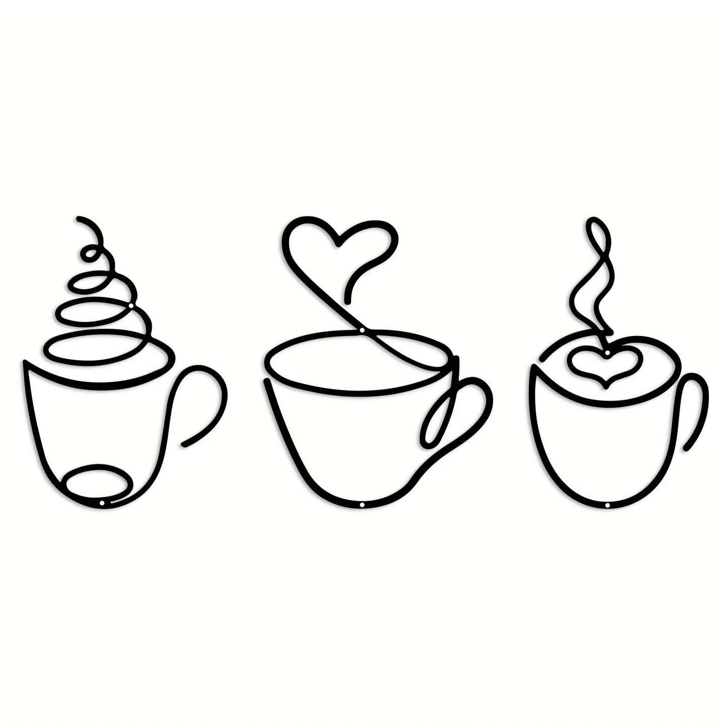 Add a Touch of Charm to Your Kitchen with this 3pcs Coffee Cup Metal Wall Art Home Decor，Wall decor metal wall hanging