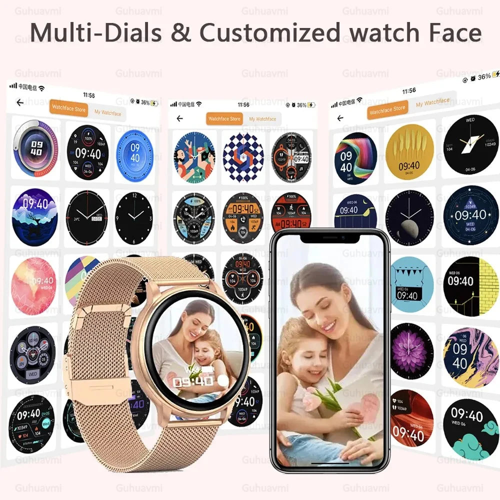 2024New ECG Health Watch Women AMOLED HD Screen NFC Smartwatch HD Bluetooth Call Sport Clock IP68 Waterproof Smart Watch For IOS