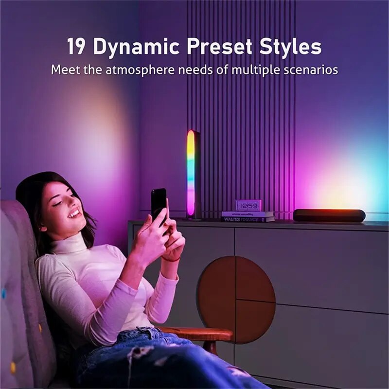 RVB Symphonie Lumières LED Bureau Ambiance Veilleuse Musique Rythme Ambiant Ramassage Lampe App Contrôle Bande Lumineuse Décor TV