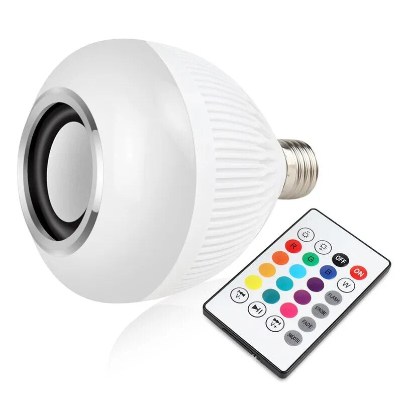 Lámpara LED Bluetooth bombilla inteligente E27 12W Altavoz Bluetooth bombilla de música lámpara inteligente Control de aplicación bombilla de luz regulable RGB Luz de decoración