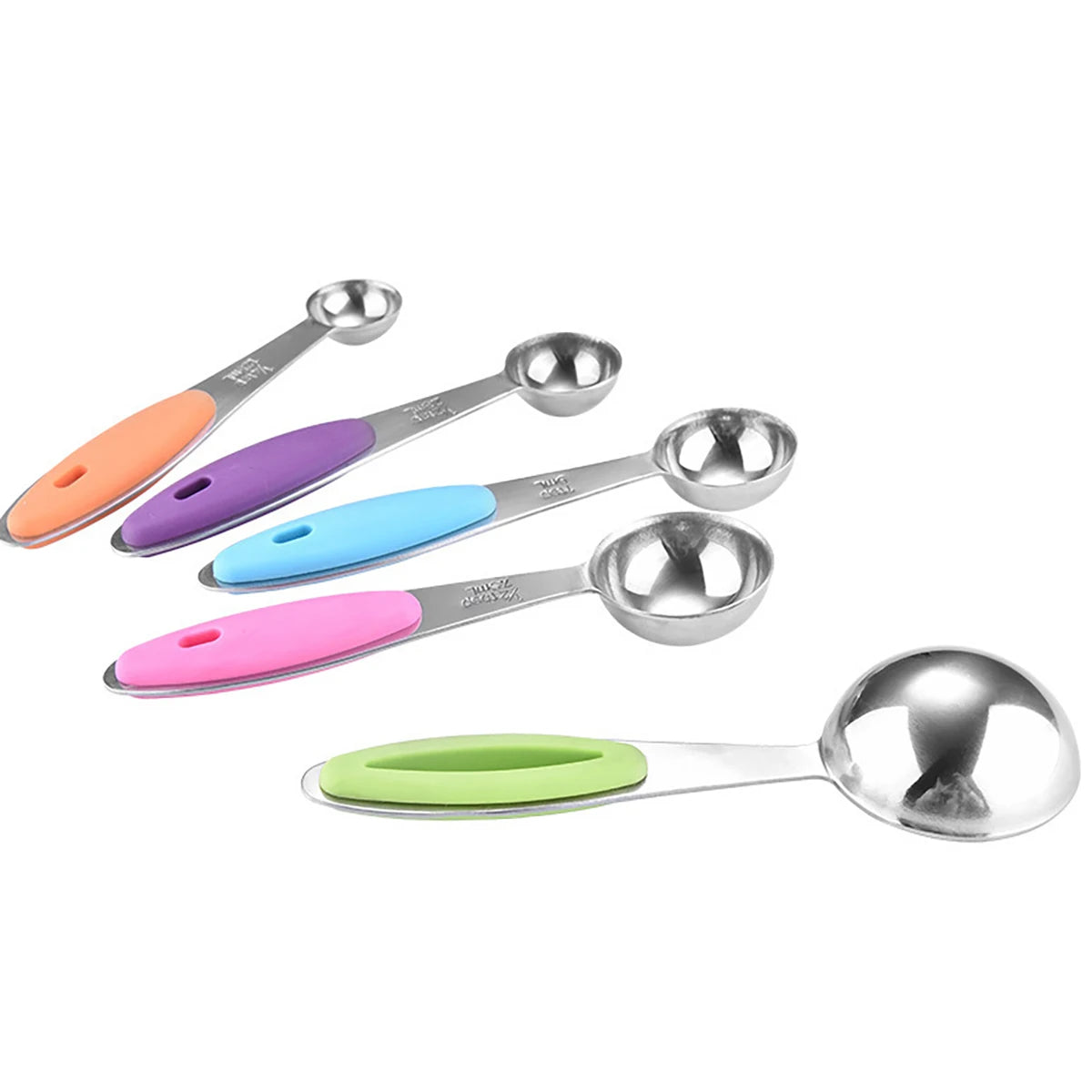 5/10pcs Colorful Measuring Spoon Set Silicone Handle Stainless Steel Measuring Cup Baking Measuring Spoon Set Kitchen Gadget