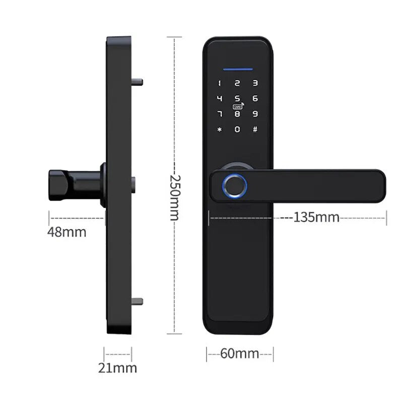 Tuya/TT Lock Optional Smart Fingerprint Door Lock Digital Electric Lock With Long Handle Security Anti-theft For Home Hotel