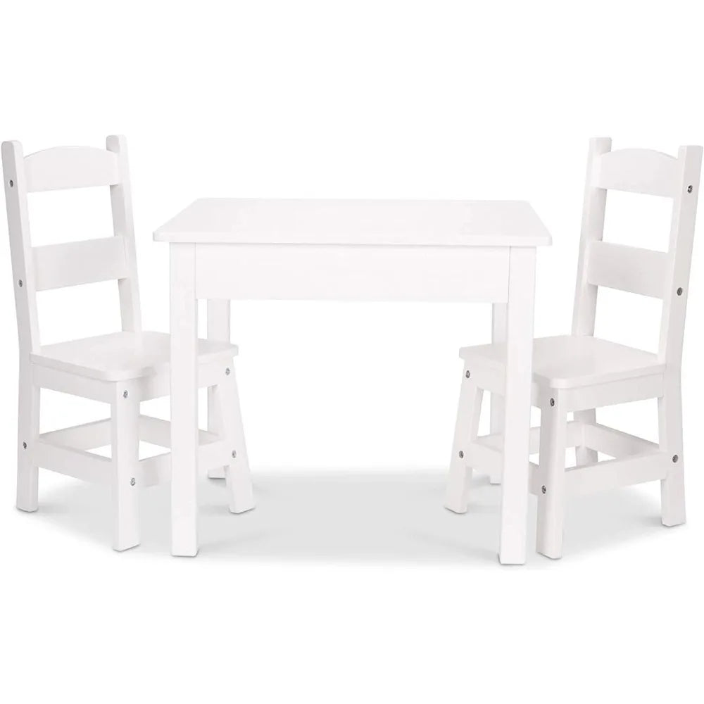 Mesas y sillas para niños Juego de mesa y 4 sillas de madera para granja, muebles infantiles para artes y actividades, blanco para edades de 3 a 8 años