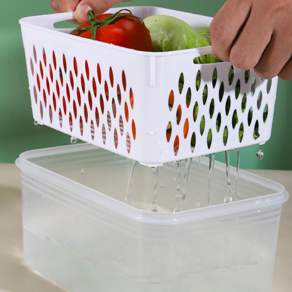 Caja para el frigorífico, cajas para frutas y verduras frescas, organizador para nevera, escurridor, contenedores de almacenamiento, despensa, organizador de cocina