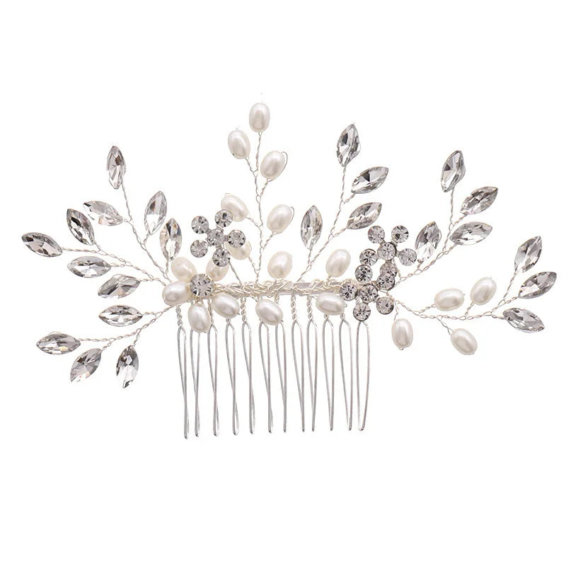 1pc bridal headdress handmade pearl crystal hair comb wedding styling accessories fashion insert comb hair accessories