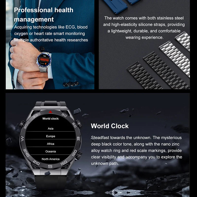 Montre connectée de sport pour hommes, GPS, AMOLED HD, écran tactile complet, étanchéité IP68, boussole NFC, appel Bluetooth, ECG + PPG, nouveau, 2024