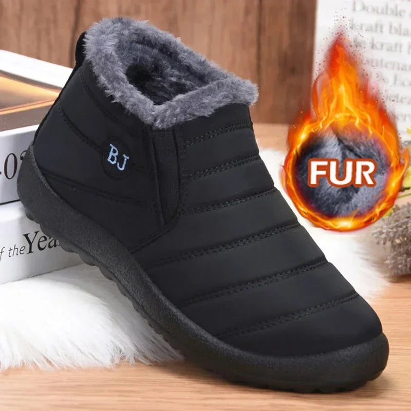 Bottes d'hiver imperméables pour femmes, bottines de neige en peluche, noires chaudes, en coton, chaussures à plateforme pour Couples, nouvelle collection 2023