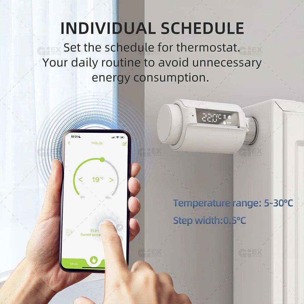 Zigbee Thermostatic Radiator Valve Smart Radiator Actuator TRV Programmable Temperature Controller Voice Control via Alexa Tuya