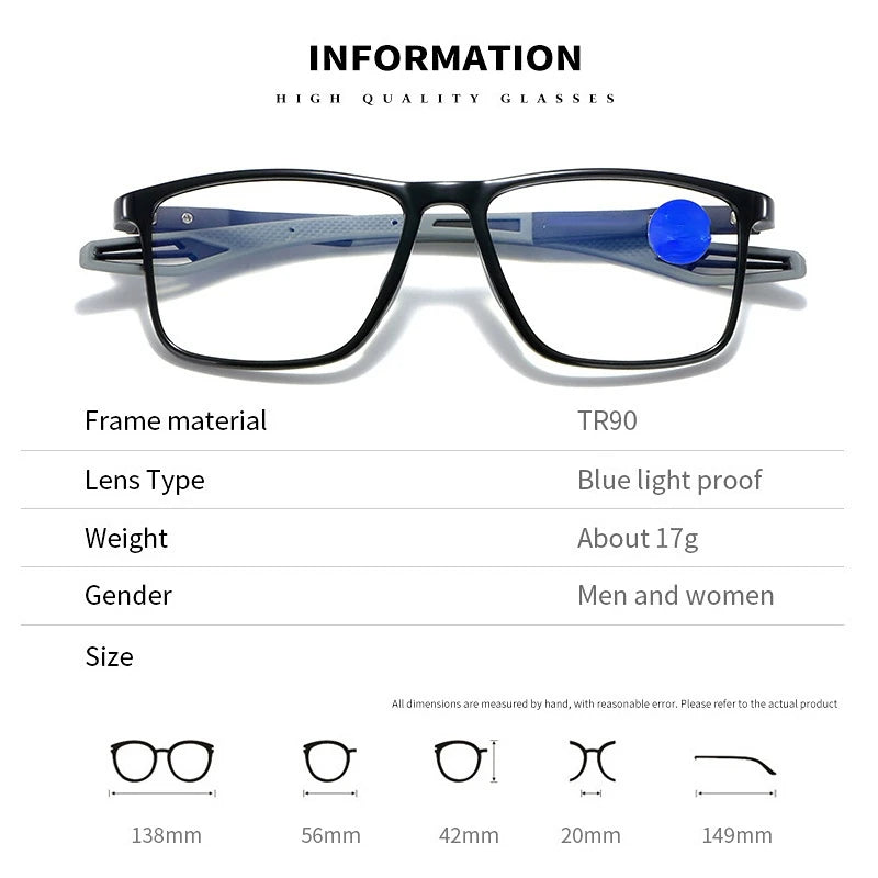 Lunettes de lecture Anti-lumière bleue ultralégères TR90, lunettes de Sport presbytes pour femmes et hommes, optique de vue lointaine, dioptries à + 4.0