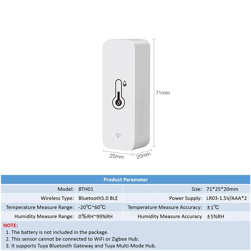 Tuya-Sensor inteligente de temperatura y humedad Mini, higrómetro, Control por aplicación remota, Compatible con Bluetooth, nueva actualización de 2023