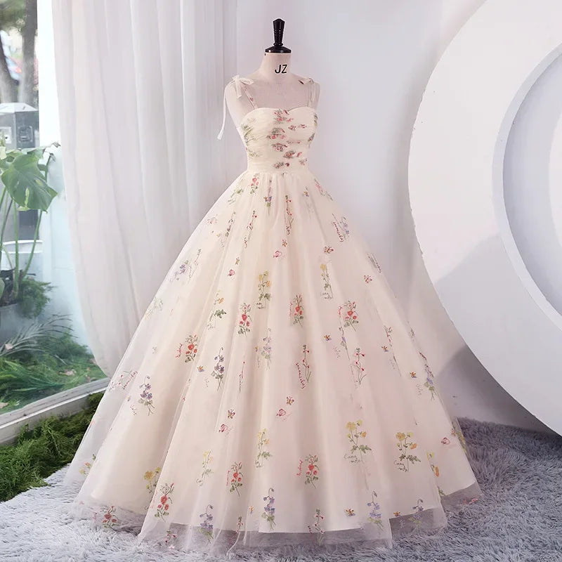 Robe longue de luxe brodée de fleurs, tenue de bal, de soirée, de mariage, pour femmes, tenue de fête, Occasions formelles, réception, été, 2024