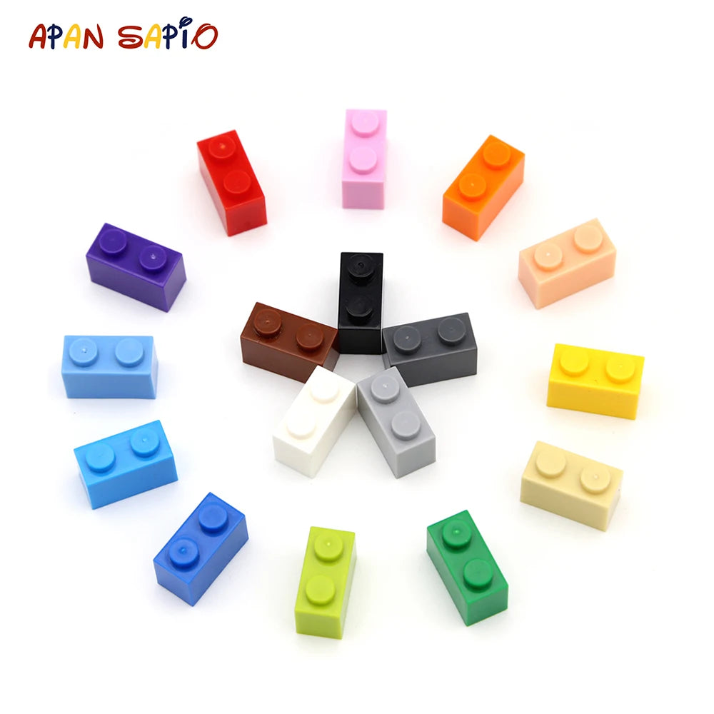 100pcs DIY Building Blocks Thick Figures Bricks 1x2 Dot Educational Creative Size Compatible With 3004 Plastic Toys for Children