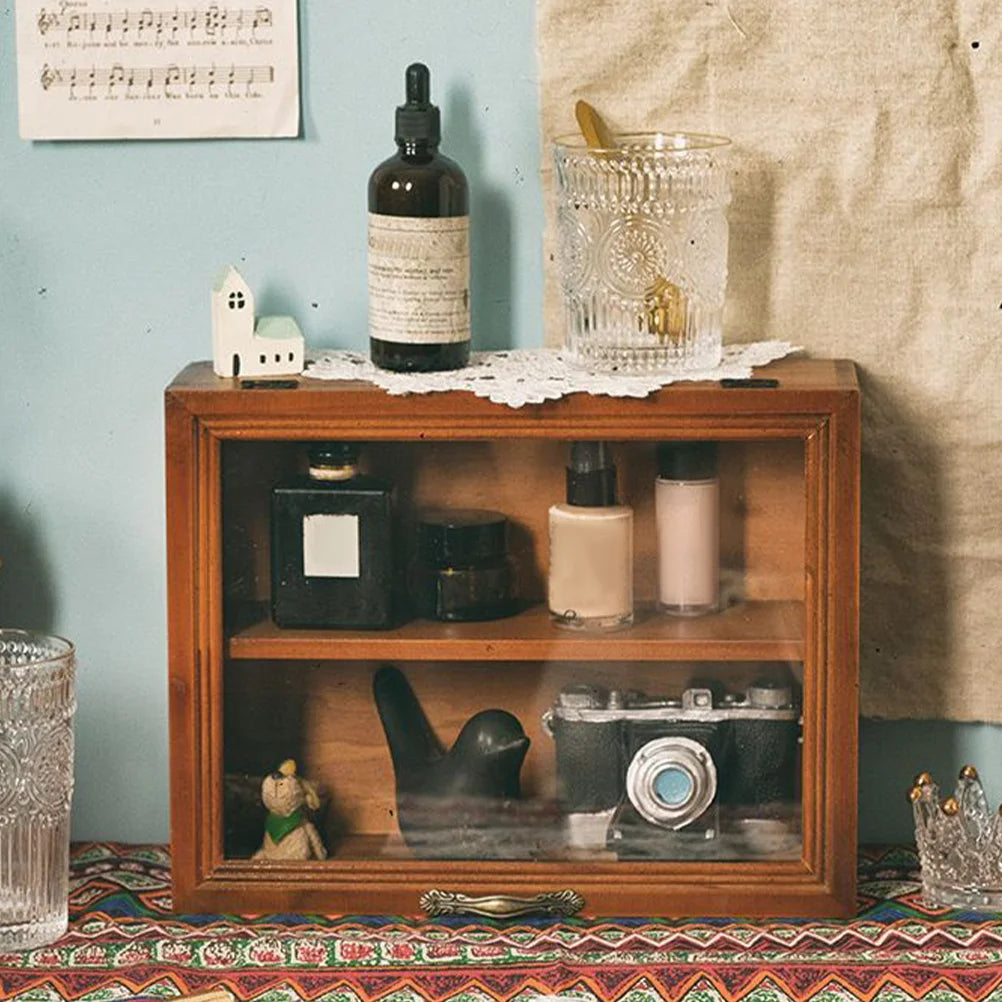 Vitrine Vintage de bureau, petite figurine, présentoir modèle, support de Statue