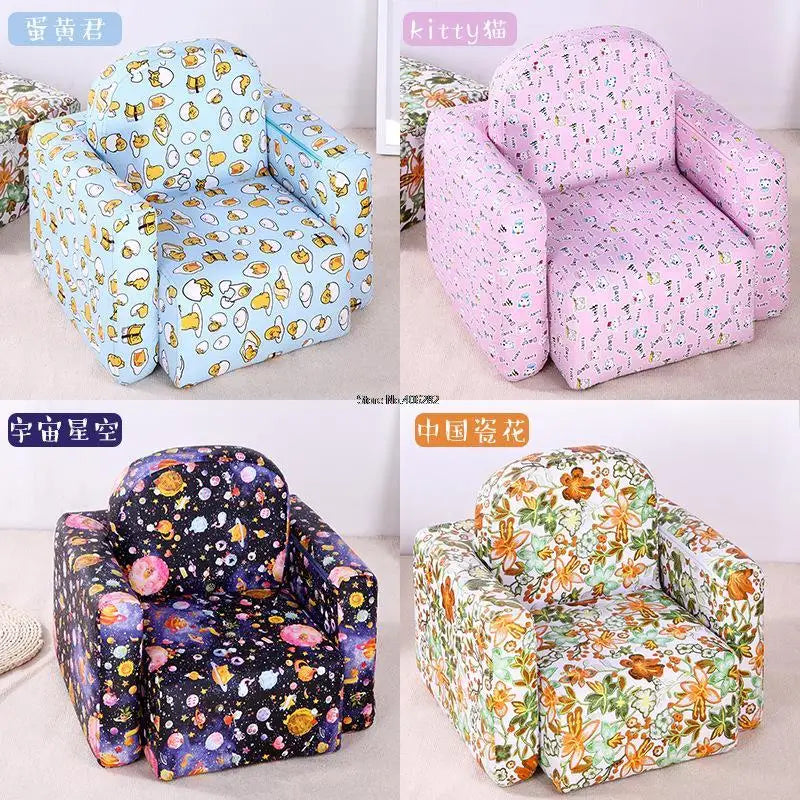 Cute Baby Kids Lazy Sofa Sponge Filler Solid Wood Frame Soft Seat Chair Handrail Separable As Desk Children Baby Sofa Chair