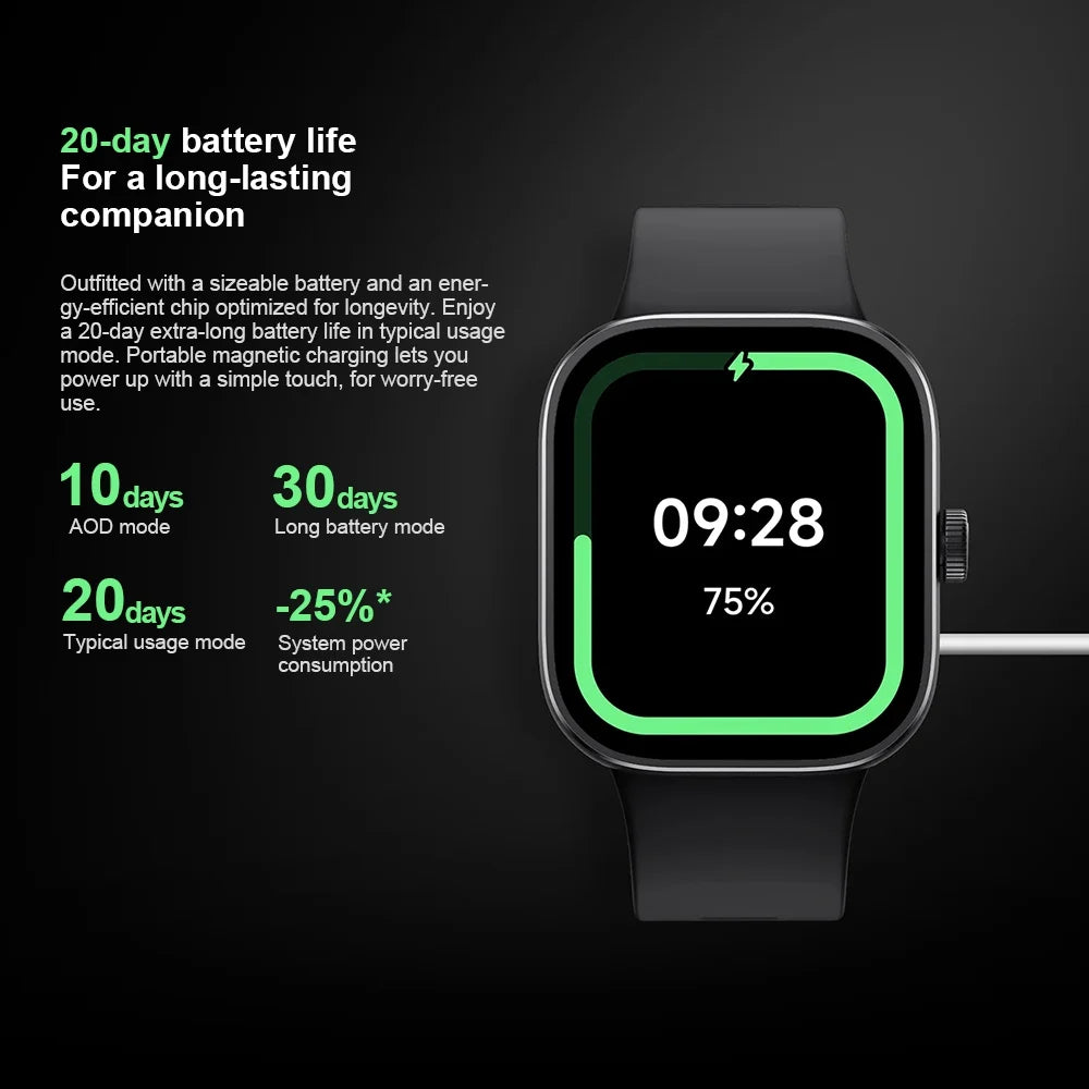 Xiaomi Redmi Watch 4 versión Global Pantalla AMOLED de 1,97 pulgadas Monitor de sueño y oxígeno en sangre 5ATM GNSS resistente al agua 20 días de duración de la batería