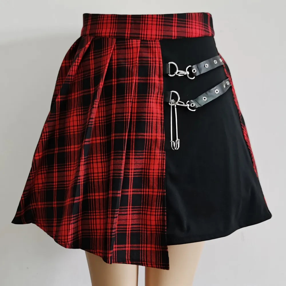 Minifalda Skater plisada Irregular Punk Harajuku para mujer, falda asimétrica con corte de cintura alta, ropa para discoteca de Hip Hop, falda harajuku gótica