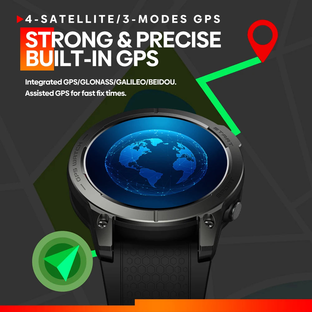 [Phare 2023] Zeblaze Stratos 3 Montre intelligente GPS Premium Écran AMOLED Ultra HD GPS intégré Hi-Fi Bluetooth Appels téléphoniques