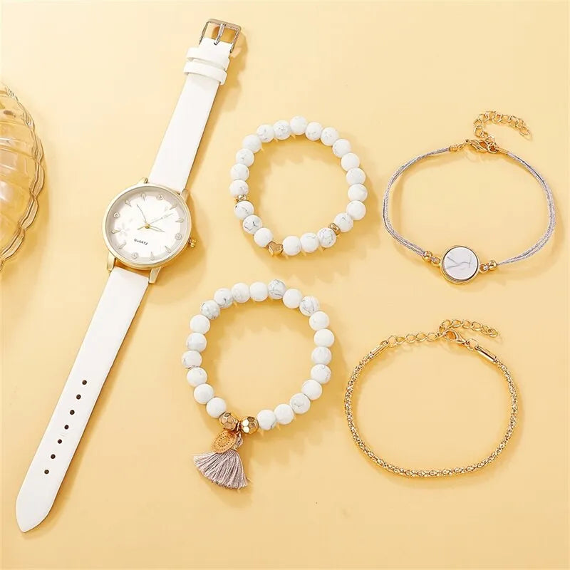 Pulsera de lujo para mujer, relojes de cuarzo para mujer, reloj de cuero para mujer, vestido deportivo, reloj de pulsera con esfera blanca, reloj