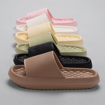 Lucyever-Zapatillas de nube suaves antideslizantes para mujer, cómodas chanclas de plataforma gruesa Eva para baño, chanclas para el hogar, verano 2024