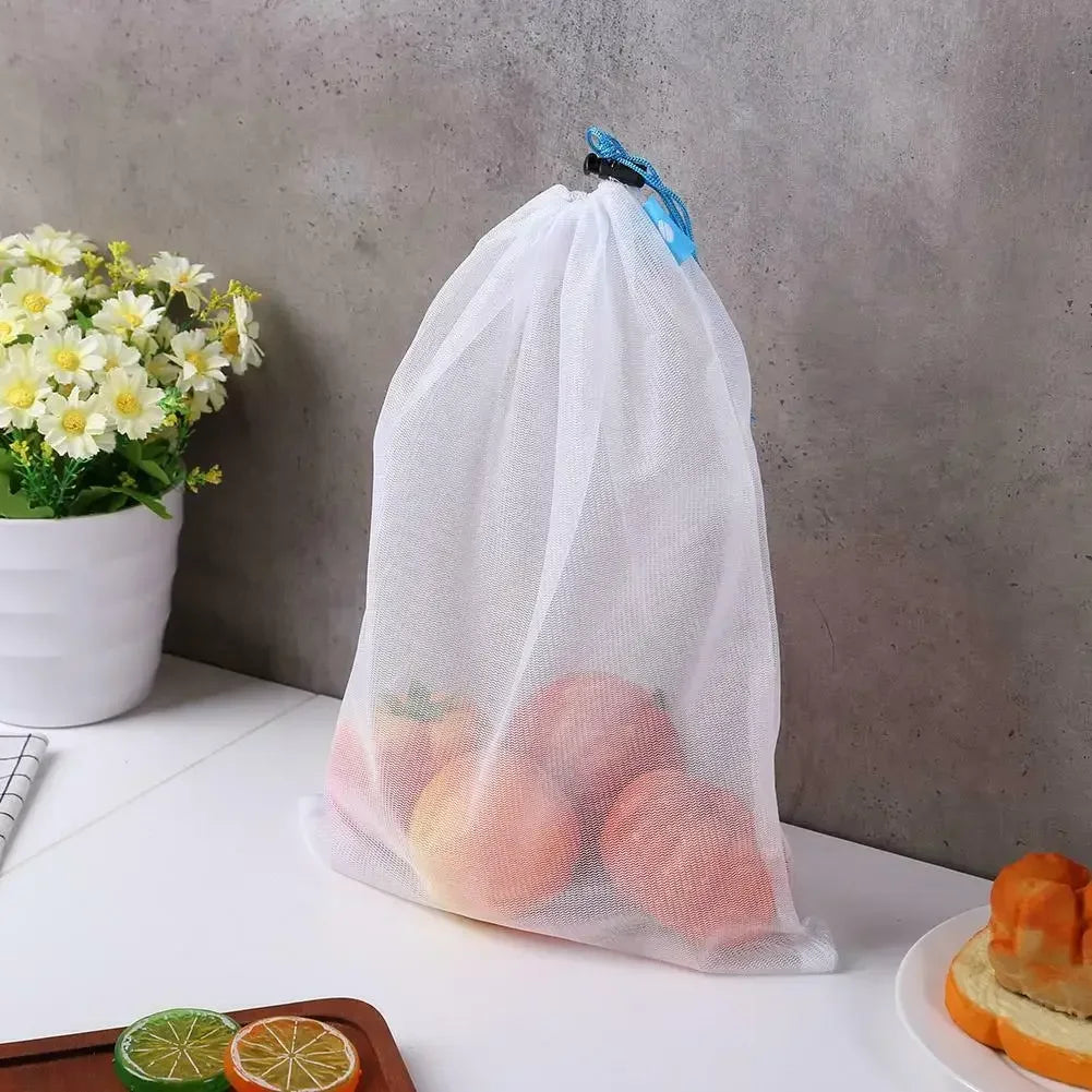 Bolsas de malla para almacenamiento de frutas y verduras, bolsas de red reutilizables, organizador de alimentos de cocina, juguetes lavables, bolsa de embalaje para almacenamiento de comestibles, 5 uds.