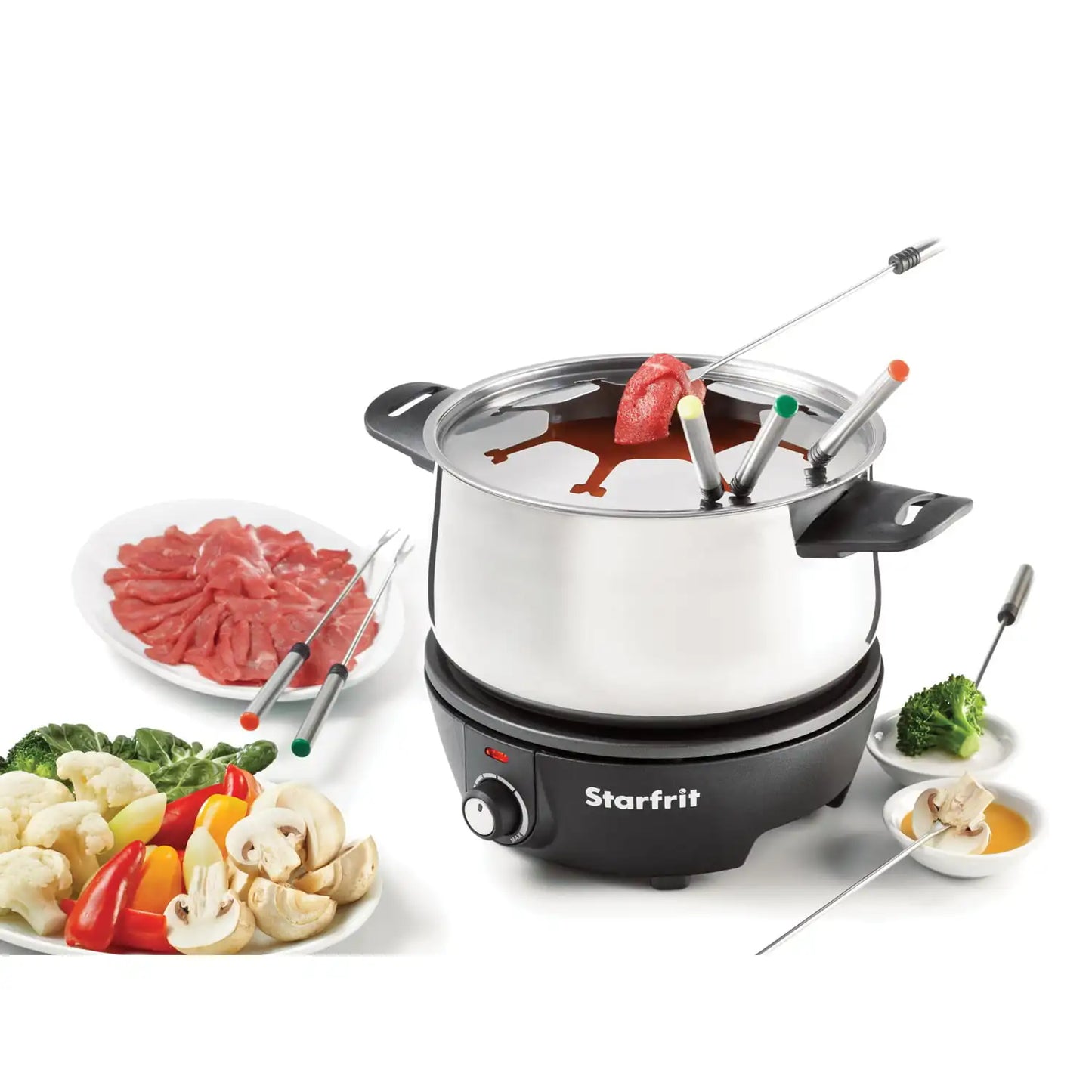 3-Liter Electric Fondue Set 1500W with 8 Stainless Steel Forks Kitchen