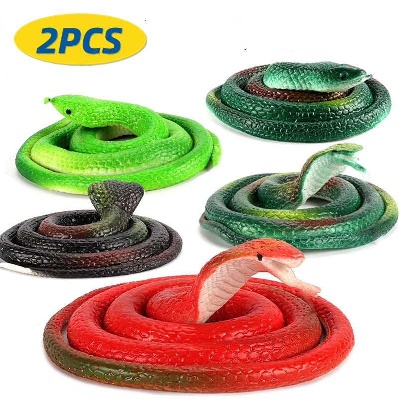 Lot de 2 jouets de farces et attrapes en forme de serpent simulé pour Halloween, gadget de blague pratique, accessoires de décoration, jouet amusant et effrayant en caoutchouc souple, cadeau