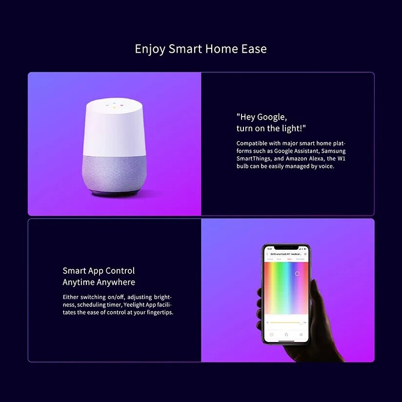 Yeelight bombilla LED inteligente GU10 AC 200-240V 4,8 W 2700K versión de atenuación de luz colorida/blanca funciona con el asistente de Google Alexa