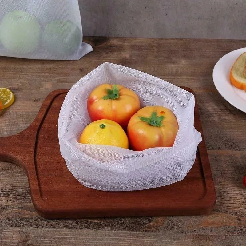 Bolsas de malla para almacenamiento de frutas y verduras, bolsas de red reutilizables, organizador de alimentos de cocina, juguetes lavables, bolsa de embalaje para almacenamiento de comestibles, 5 uds.