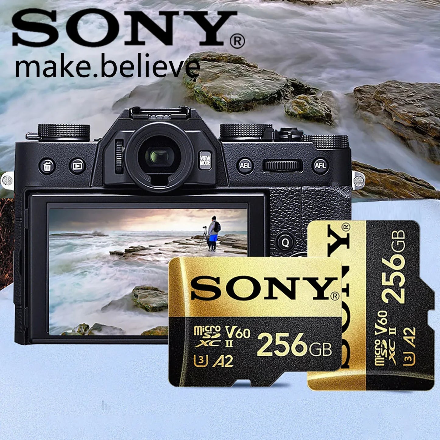 SONY Micro SD Card High Speed SD Memory Card 128GB 256GB 32GB 64GB MicroSD U3 A2 TF Flash Card for Xiaomi Phone Camera table PC