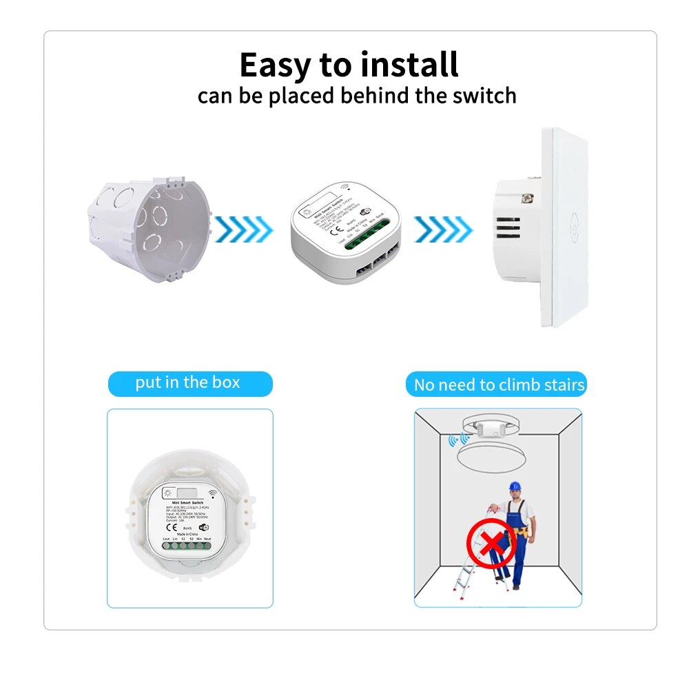 LVGESS 16A interruptor WIFI hogar inteligente Tuya aplicación remota Control temporizador inteligente interruptor sin batería interruptor de luz funciona con Google Home Alexa