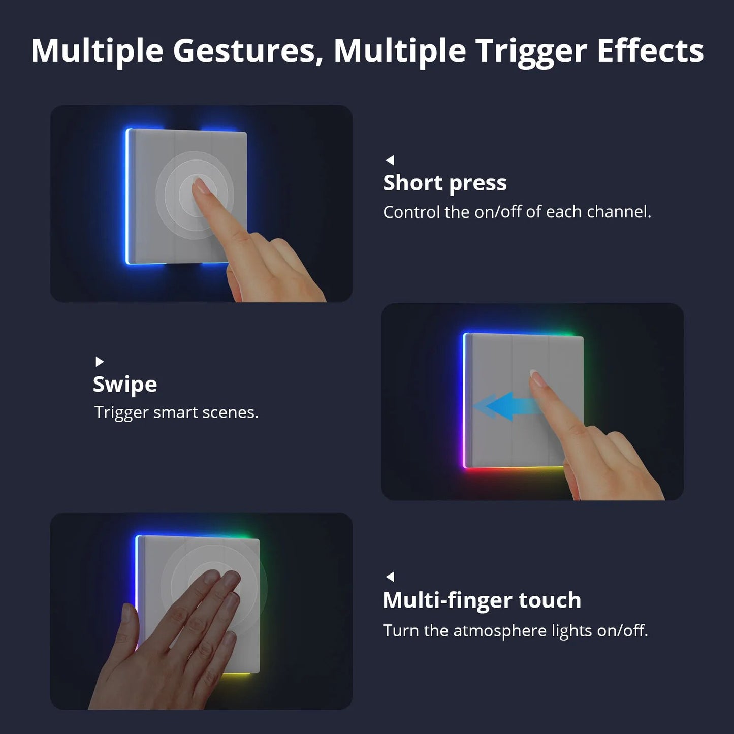 SONOFF T5 Wifi interrupteur d'éclairage intelligent interrupteur mural entièrement tactile rétro-éclairage télécommande fonctionne avec Alexa Google Home 1/2/3/4 Gang