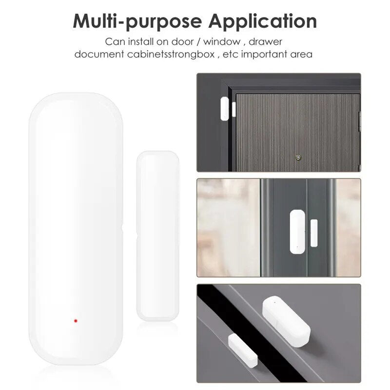 Tuya WiFi Sensor de puerta, ventanas, puertas, detectores abiertos y cerrados, Control por aplicación Smart Life, sistema de alarma de protección de seguridad para el hogar inteligente