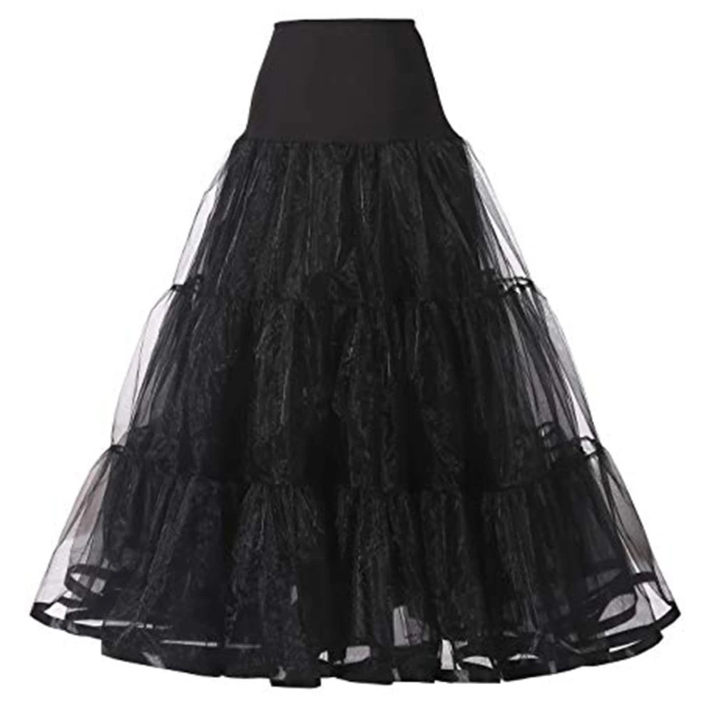 WOWBRIDAL – jupon Long de 95CM, Crinoline à volants, Vintage, pour robes de mariée, sous-jupe Rockabilly Tutu