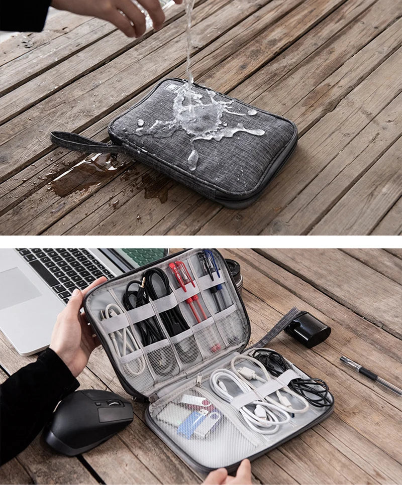 Bolsas de almacenamiento organizadoras de cables, kit de sistema, estuche, cargador USB, teléfono de datos, cable para auriculares, bolígrafo, banco de energía, dispositivos digitales