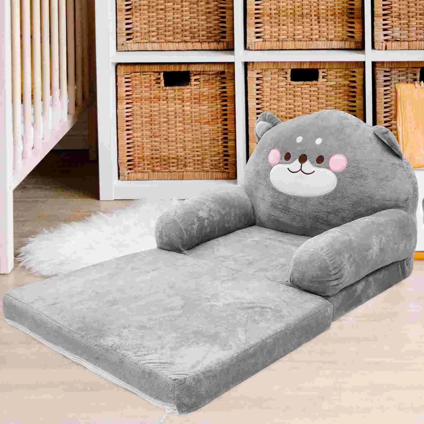 Sofá para niños, silla acogedora, sofá plegable con elefante para niños, sillas con respaldo plegables de felpa, sillón de dibujos animados para sala de juegos y dormitorio