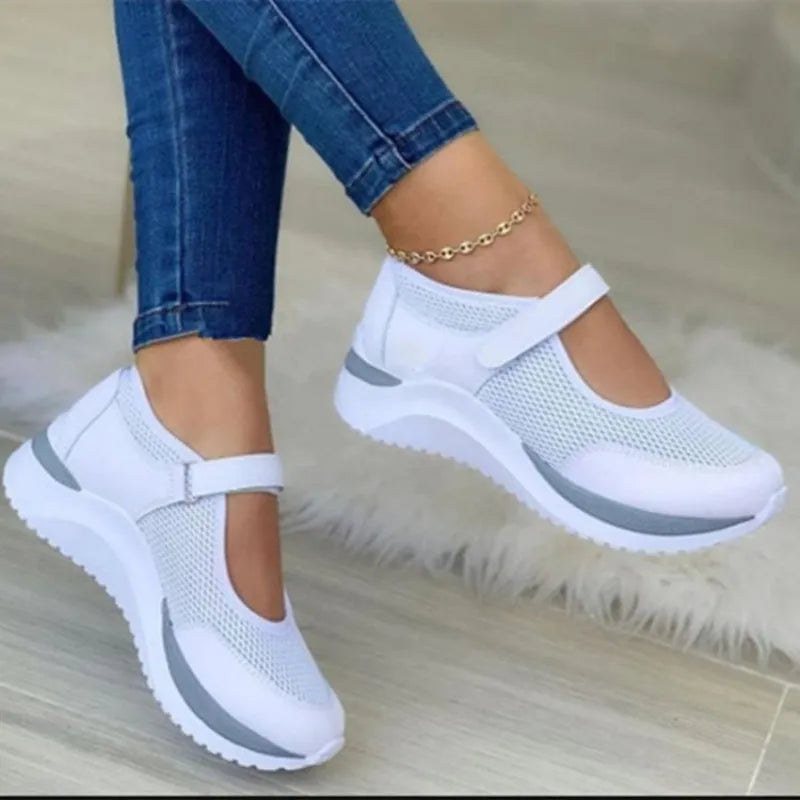 Tête ronde tricoté femmes semelle épaisse chaussures simples femmes grande taille 36-43 grille décontracté chaussures pour femmes baskets femmes