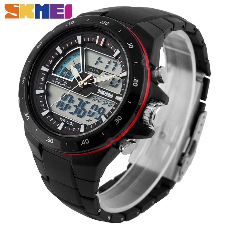 SKMEI Sport montre hommes mode décontracté réveil étanche militaire Chrono double affichage montres Relogio Masculino 1016