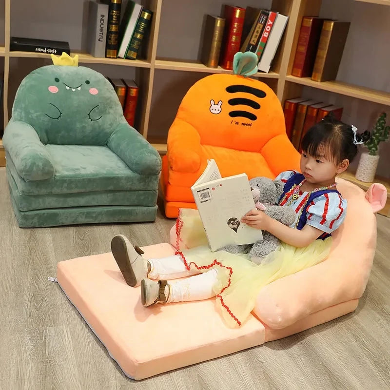 Big Sofas Children Sofa Cute Cartoon Lazy Folding Kids Chair Bed Girl Princess Baby Toddler Dual-purpose Child Seat All Couch