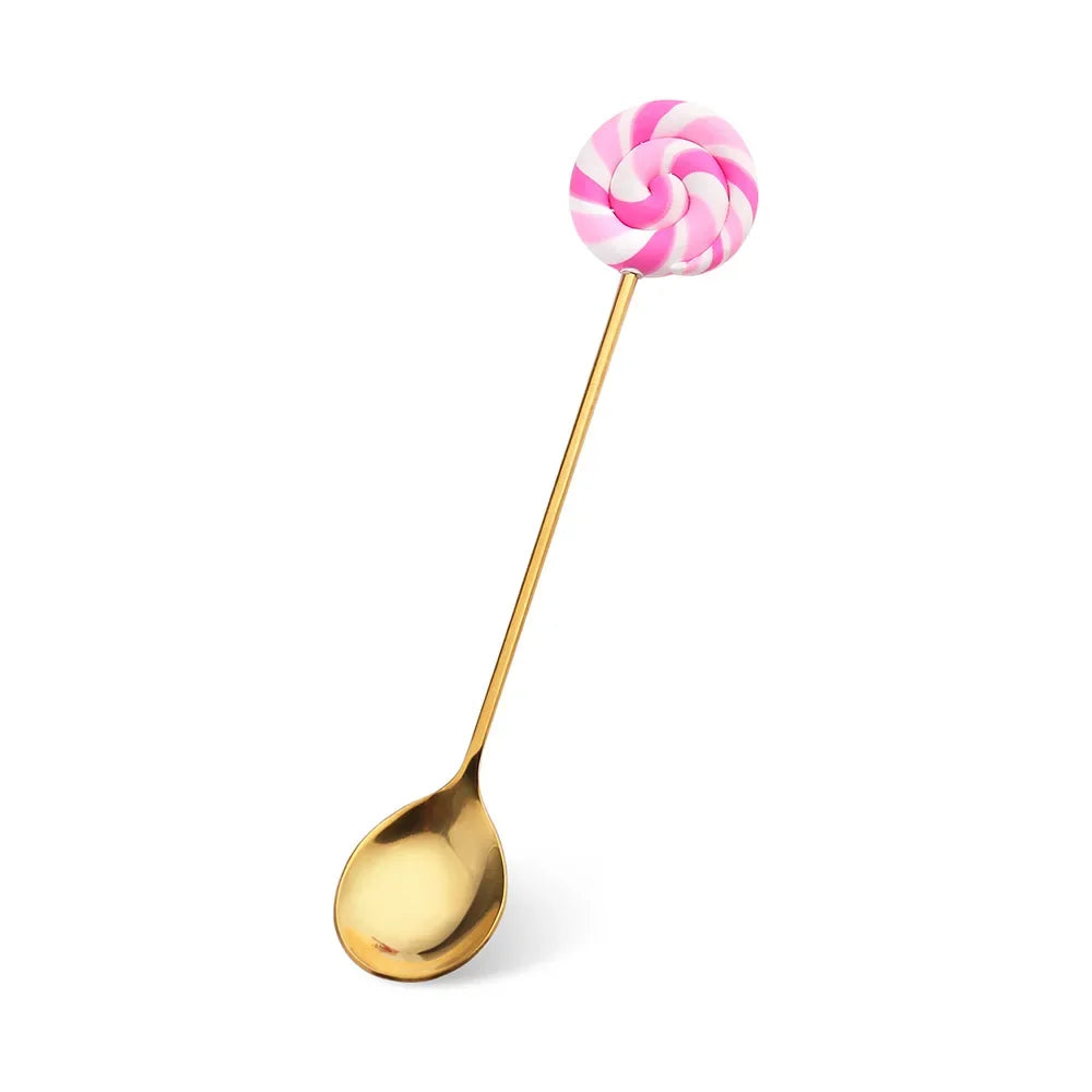 1Pcs Mini Stainless Steel Cute Doughnut Spoon Fork Cake Coffee Dessert Ice Cream Stirring Spoons Candy Cartoon Children Teaspoon