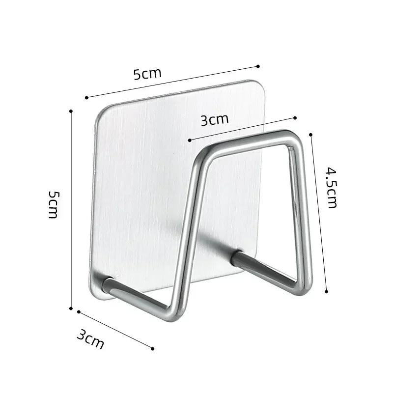 Soporte de esponjas para fregadero de cocina de acero inoxidable, estante de secado de drenaje autoadhesivo, ganchos de pared para el hogar, organizador de almacenamiento, 1-6 uds.