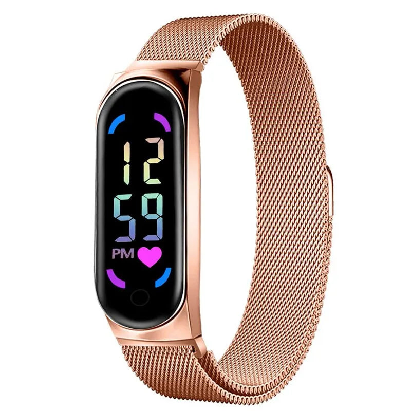 Reloj LED para mujer, correa de reloj magnética, resistente al agua, táctil, femenino, relojes de pulsera digitales de moda, novedad de 2023