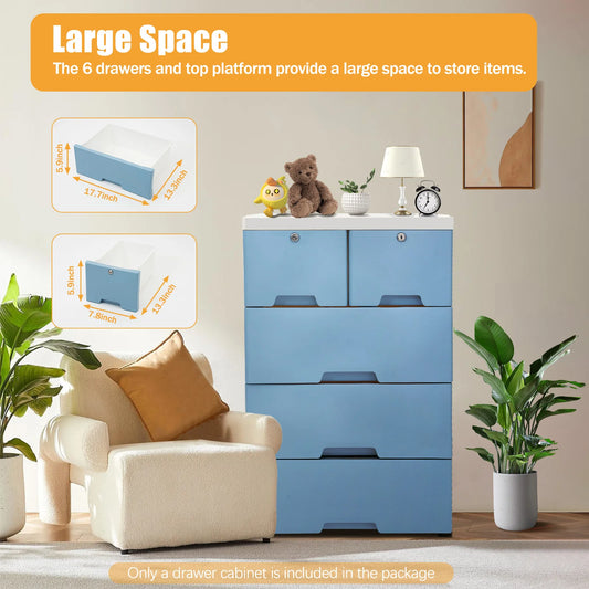 Pink and Blue Drawer Plastic Dresser With Wheels Storage Cabinet Tower Closet Organizer Unit for Home Office Bedroom Living Room