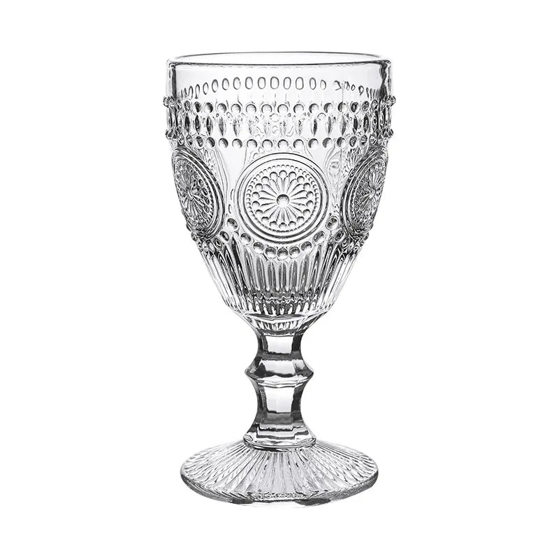 Verre à cocktail de style Ins 300 ml, tasse à pied haut, motif tournesol en relief, tasses à eau, tasse à jus, tasse à café pour bar de cuisine